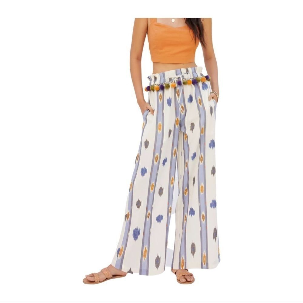 Anthropologie X Ollari Pom Pom Wide-Leg Pants